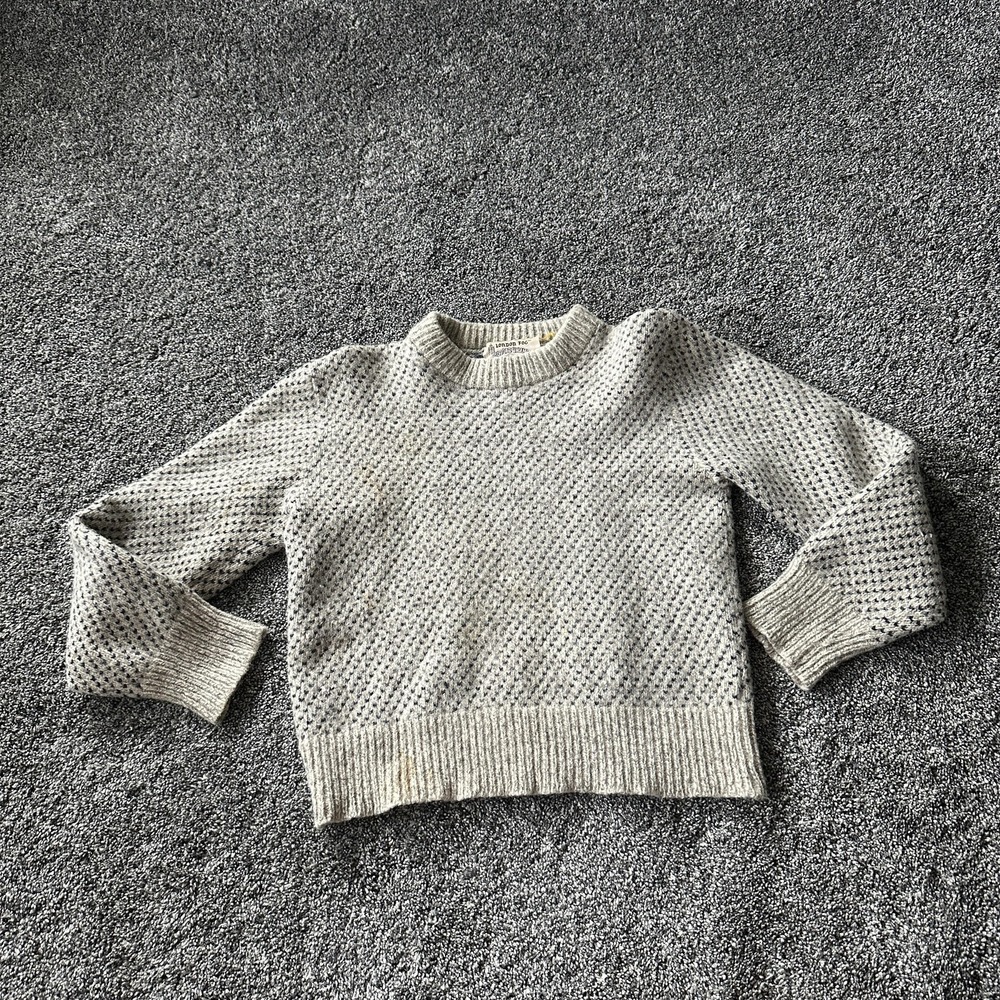 Vintage London Fog Sweater Mens Small Gray Wool Geometric Outdoors Unlimited 80s